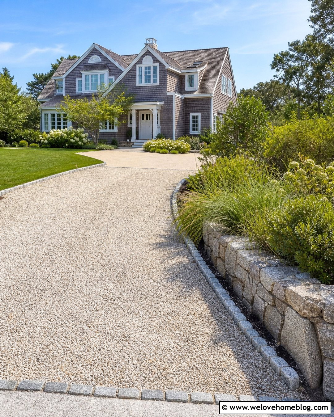 Coastal Terraced Driveway With Shell Gravel - 20 Terraced Driveways Ideas