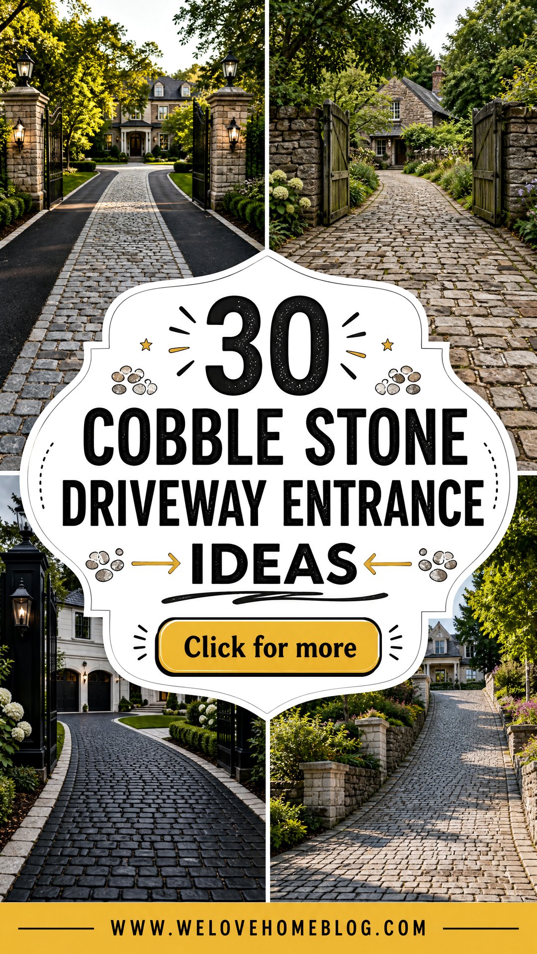 30 Cobble Stone Driveway Entrance Ideas for Timeless Curb Appeal - 30 Cobble Stone Driveway Entrance Ideas for Timeless Curb Appeal
