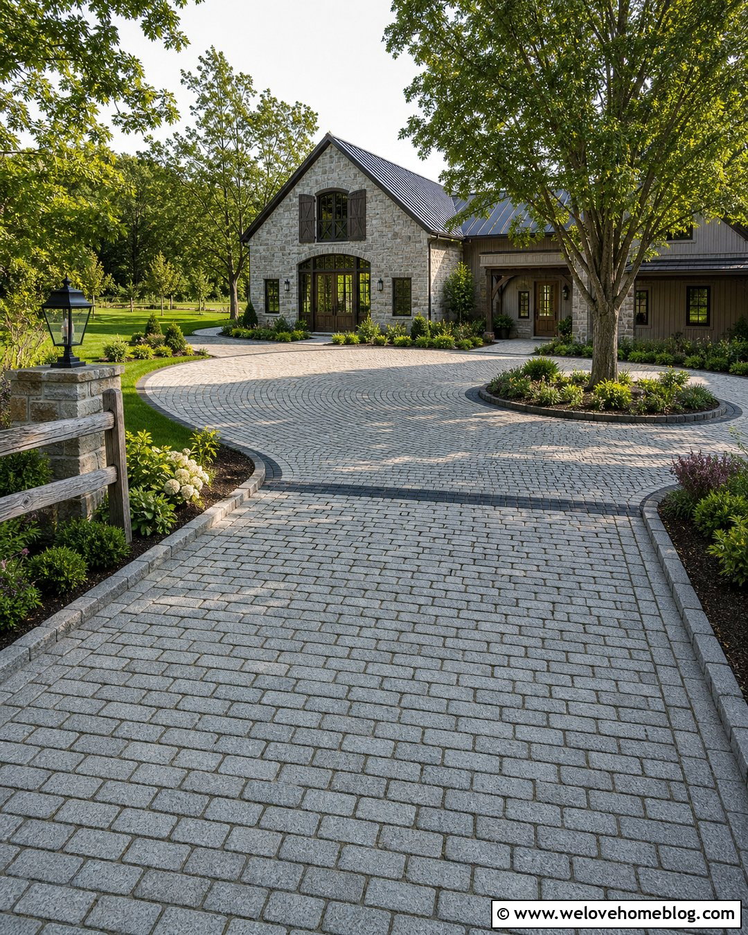 Cobbled Driveway With Parking Court - 35 Cobbled Driveway Ideas