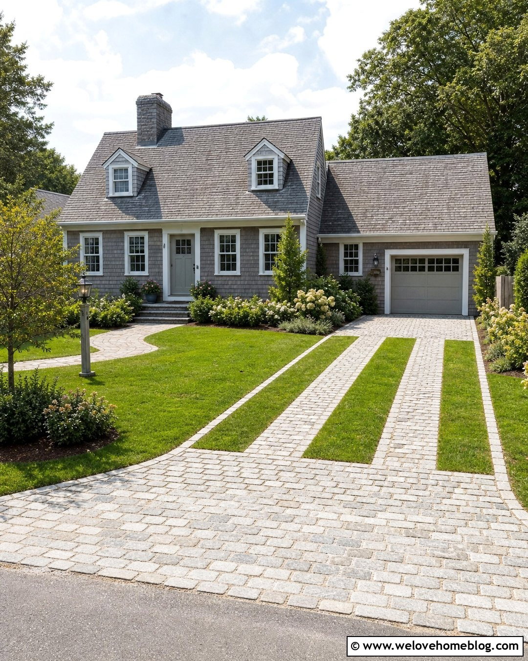Cobbled Ribbon Driveway - 35 Cobbled Driveway Ideas