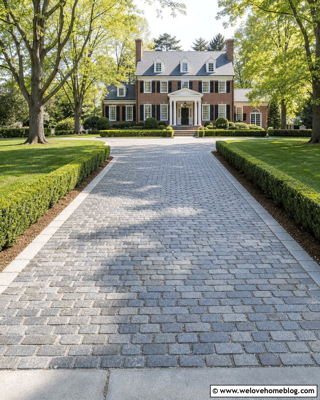 Cobblestone Colonial Driveway - 20 Colonial Driveway Ideas