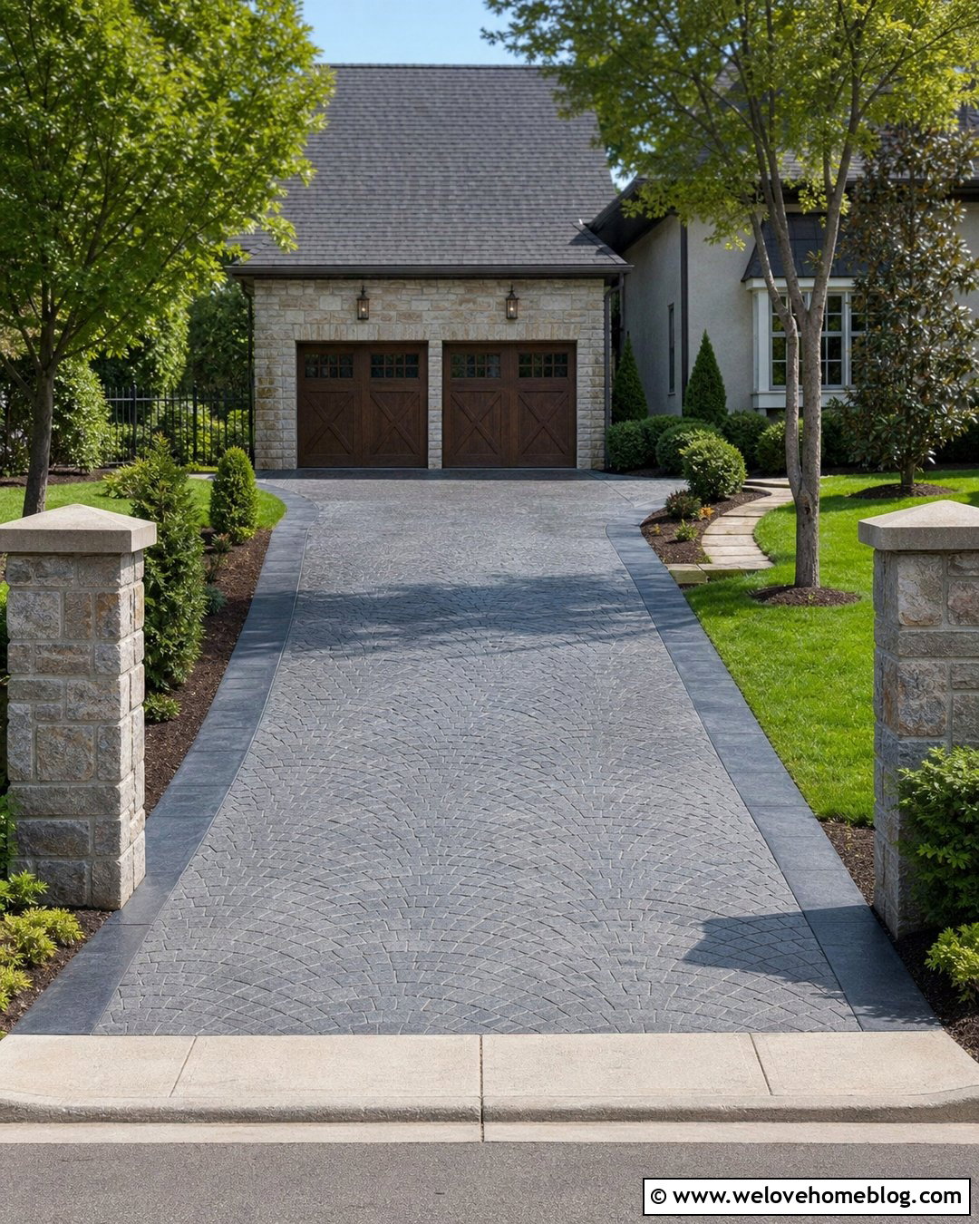 Cobblestone Concrete Overlay Driveway - 20 concrete overlay driveway ideas