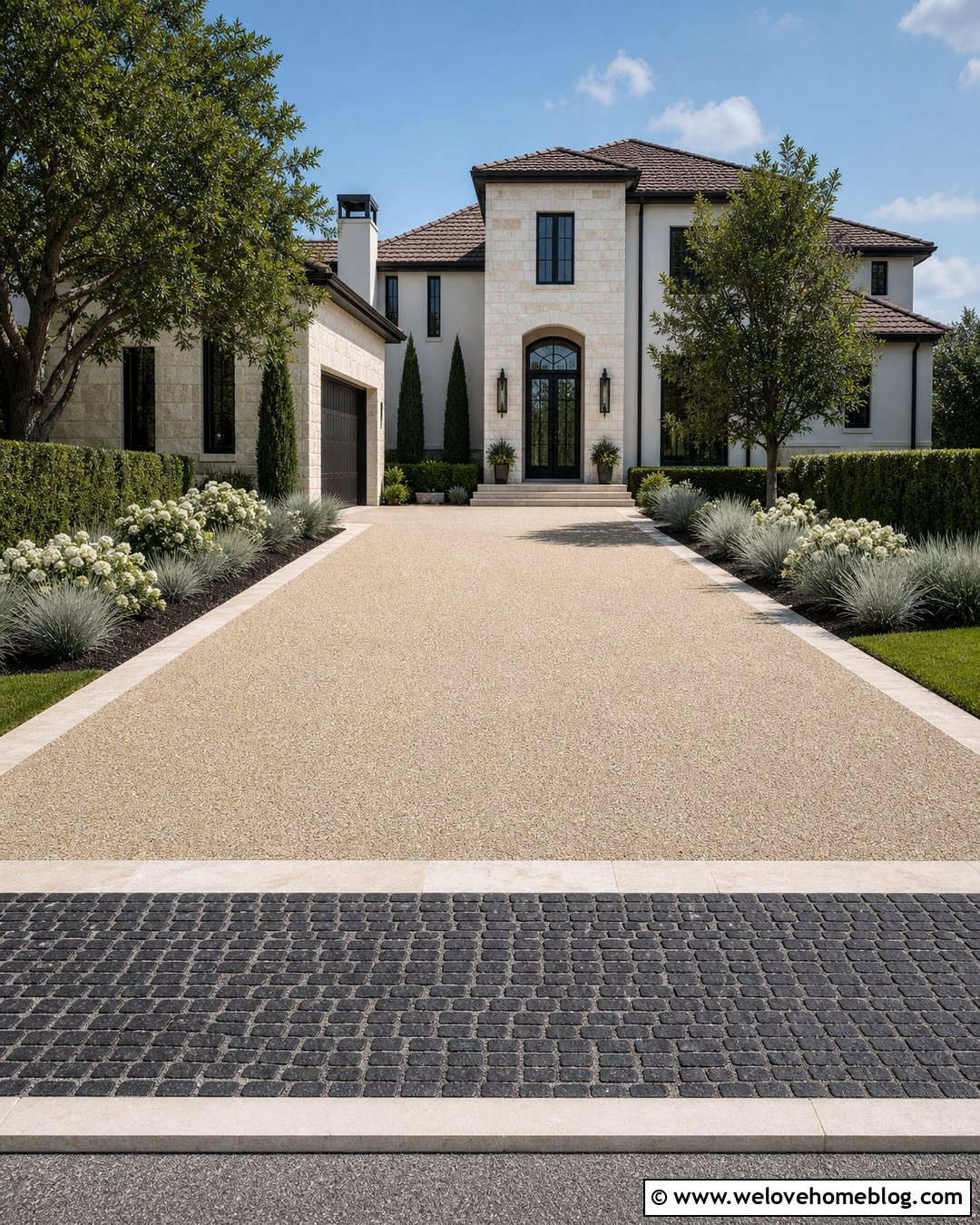 Cobblestone Driveway Apron With Limestone Border - 35 cobblestone driveway apron ideas