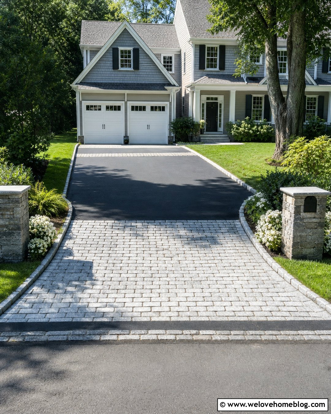 Cobblestone Driveway Apron - 35 Stone Driveway Ideas