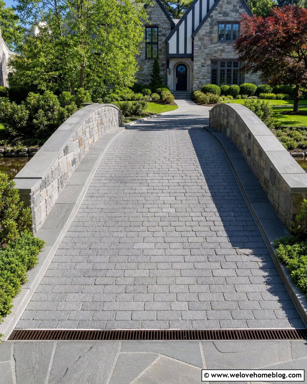 Cobblestone Driveway Bridge With Stone Parapets - 20 Driveway Bridge Over Ditch Ideas