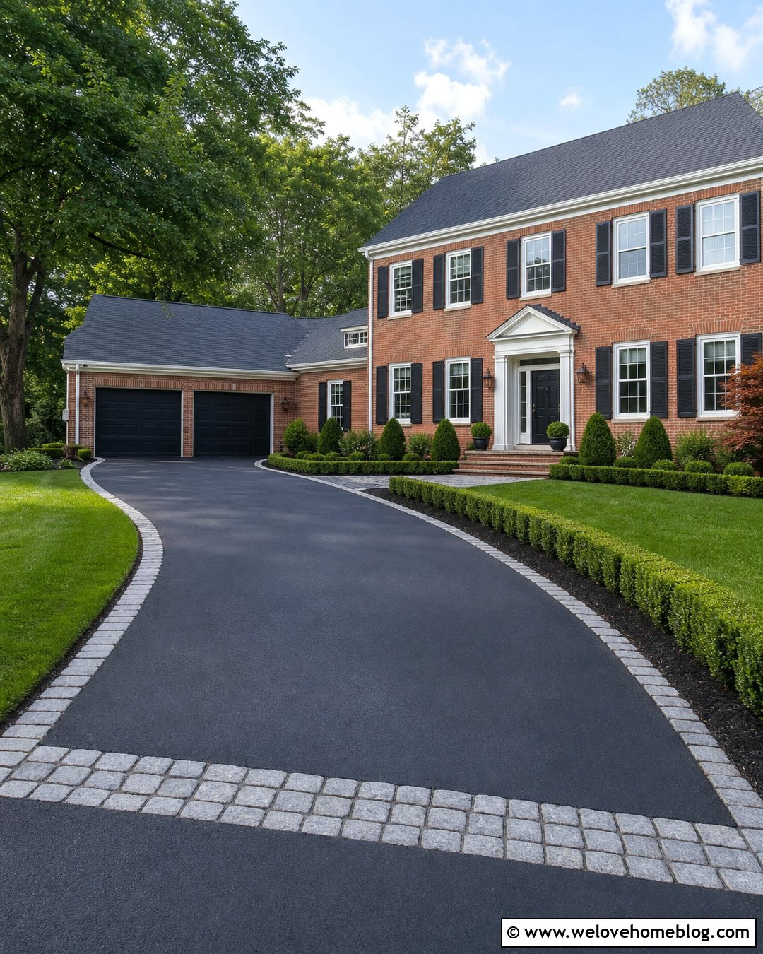 Cobblestone Driveway Edging With Boxwood - 30 driveway landscaping edging ideas