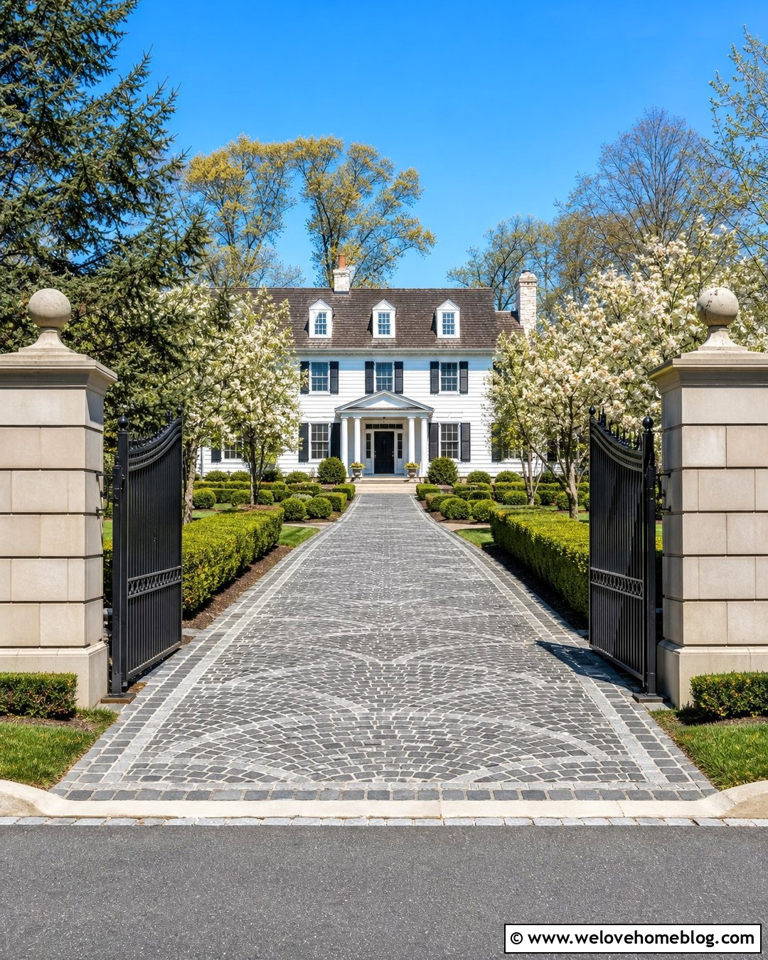Cobblestone Driveway Entrance With Wrought Iron Gate - 20 Cobblestone Driveway Entrance Ideas