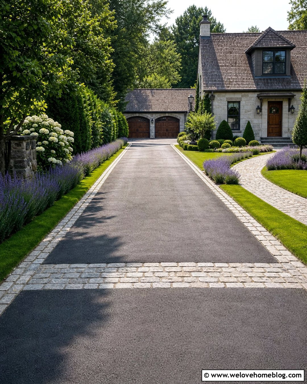 Cobblestone Driveway Side Lane - 40 widen driveway ideas