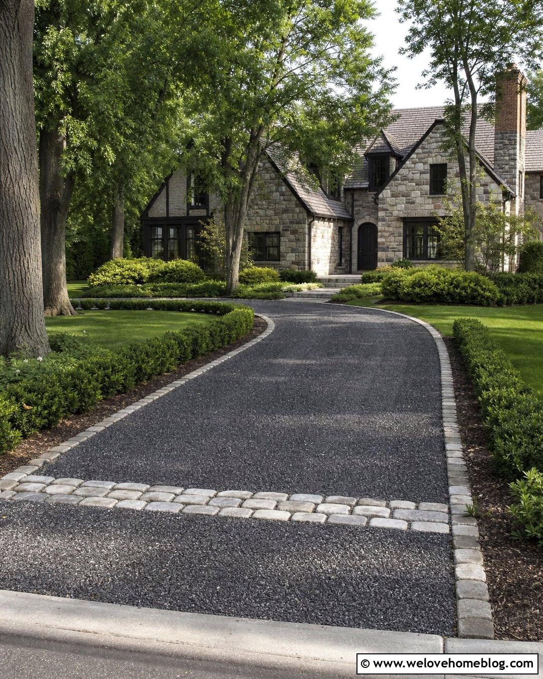 Cobblestone Driveway Stopper On A Gravel Driveway - 20 Driveway Stopper Ideas