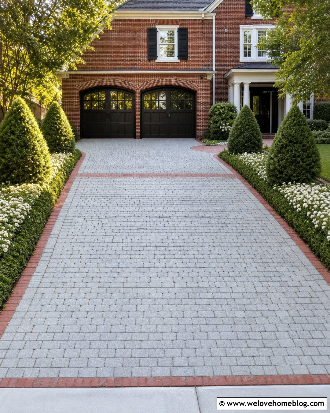 Cobblestone Driveway With Brick Border - 40 cobblestone driveway ideas