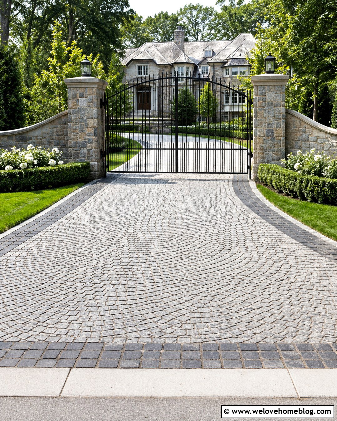 Cobblestone Driveway With Estate Gate - 20 front entrance gates driveways ideas