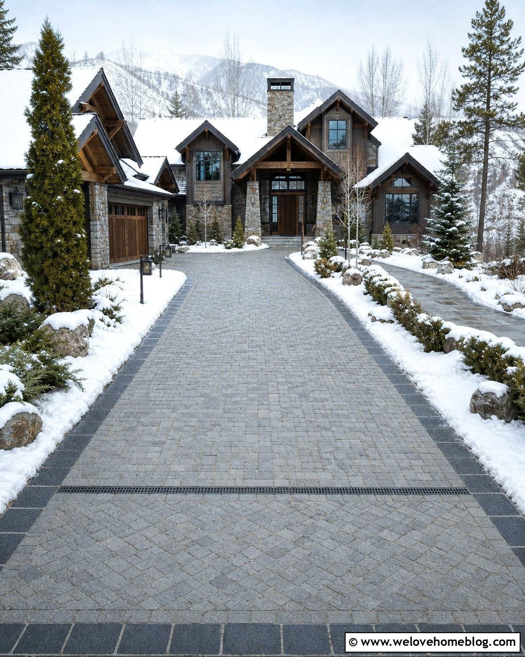 Cobblestone Driveway With Heated Snow Melt Design
