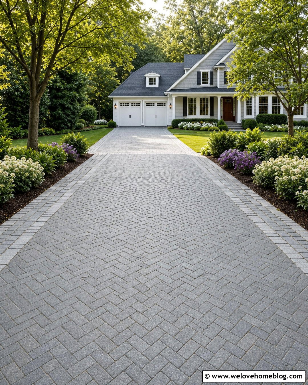 Cobblestone Driveway With Herringbone Pattern - 40 cobblestone driveway ideas