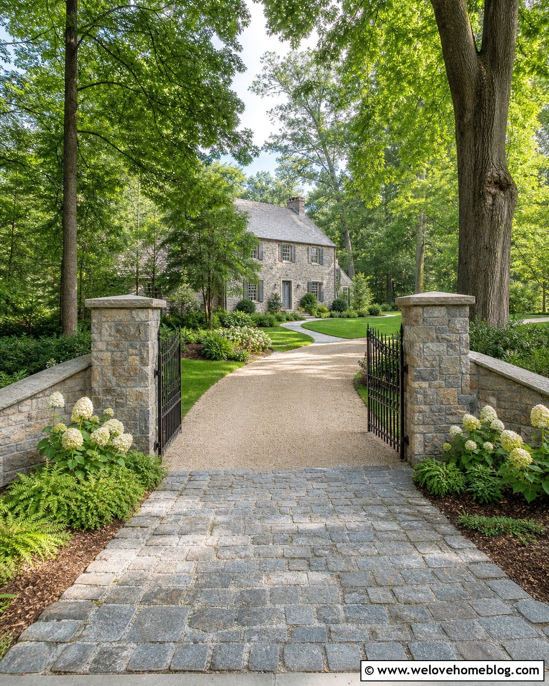 Cobblestone Farm Entrance With Fieldstone Walls - 20 Farm Entrances Driveways Ideas