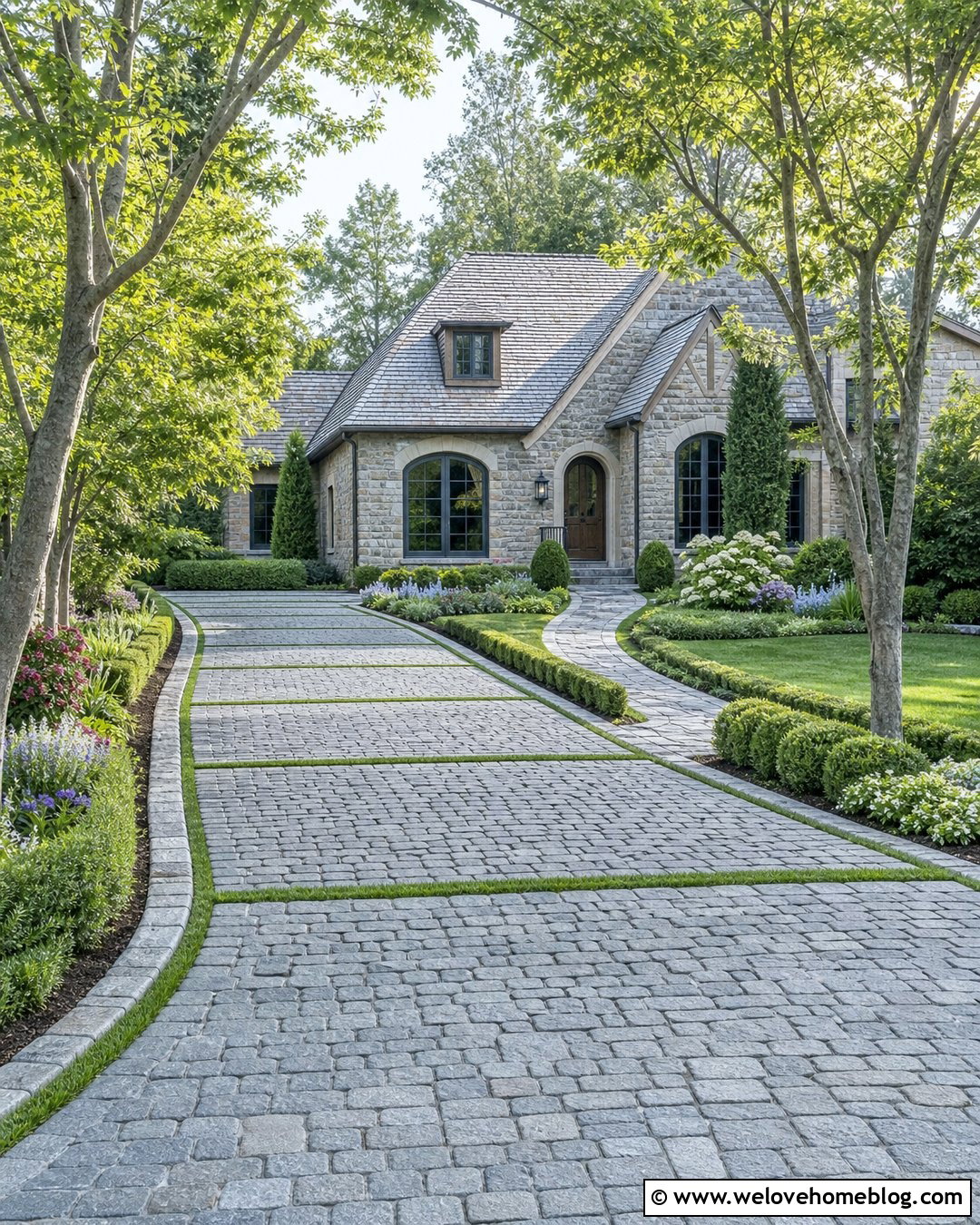 Cobblestone Grass Pattern Driveway - 20 grass pattern driveway ideas