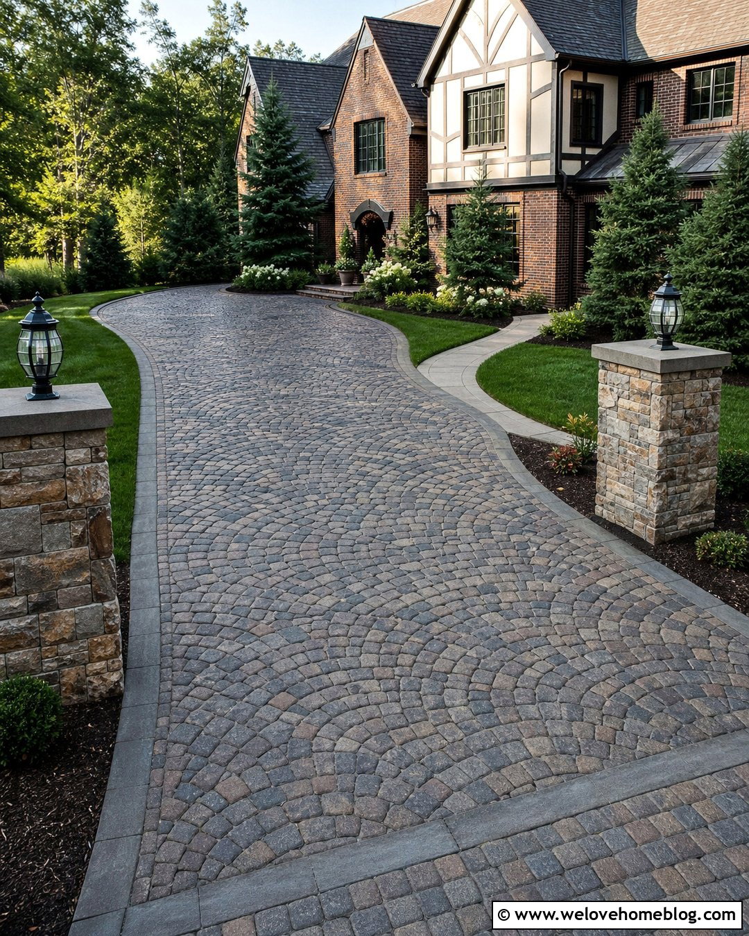 Cobblestone Look Concrete Block Driveway - 20 Concrete Block Driveway Ideas