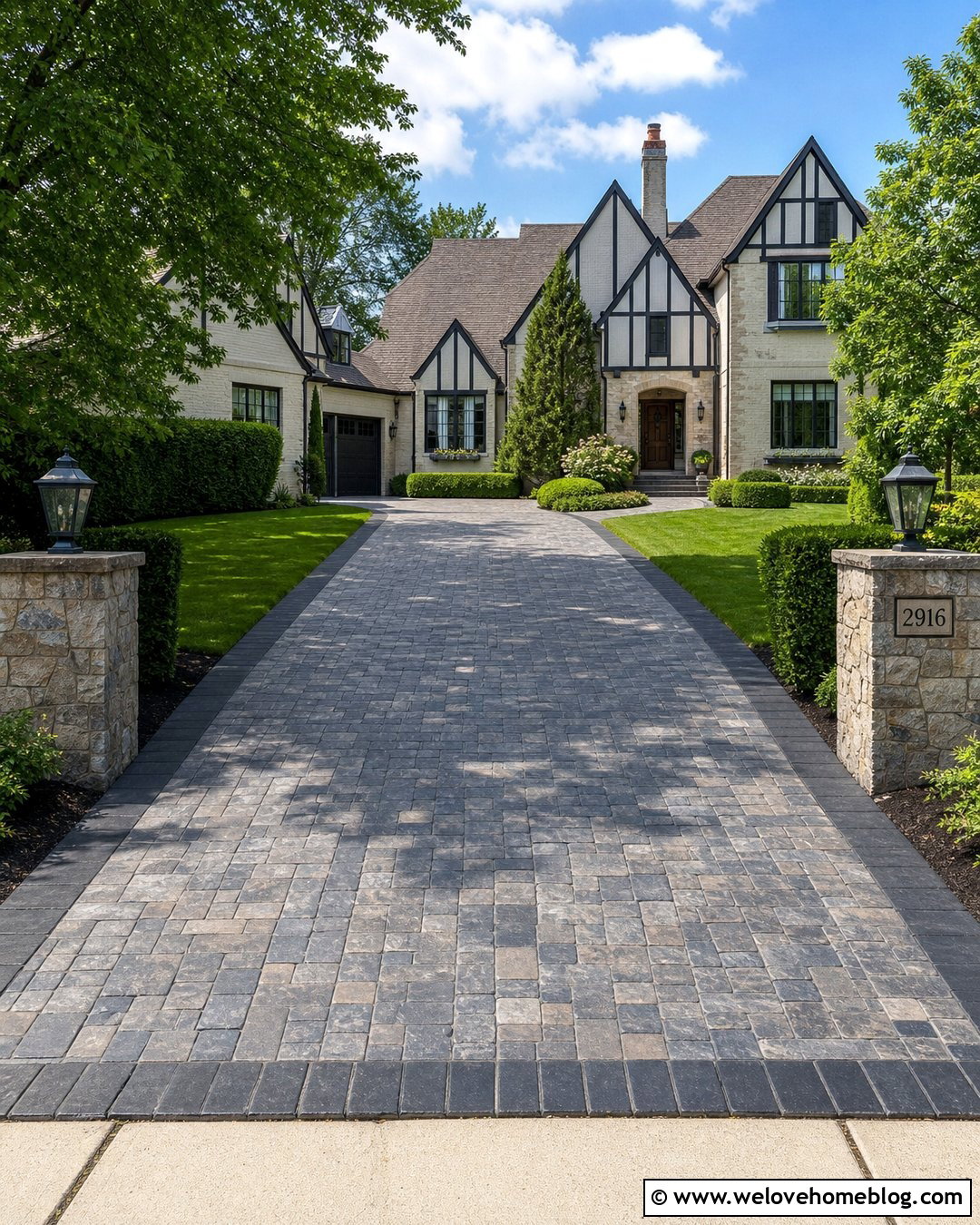 Cobblestone Pattern Concrete Resurfacing Driveway - 20 Concrete Resurfacing Driveways Ideas
