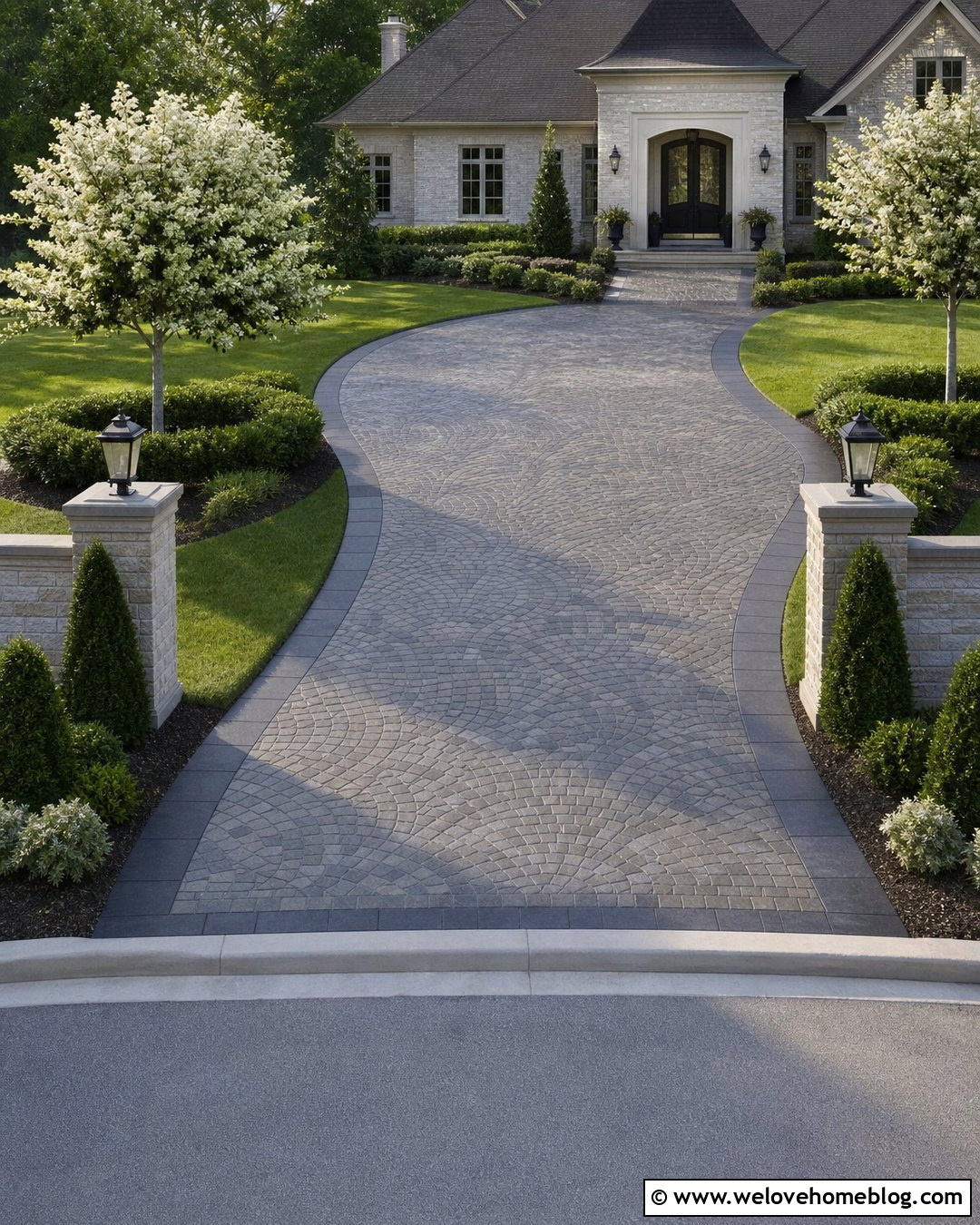 Cobblestone Stamped Concrete Driveway - 35 concrete driveways ideas