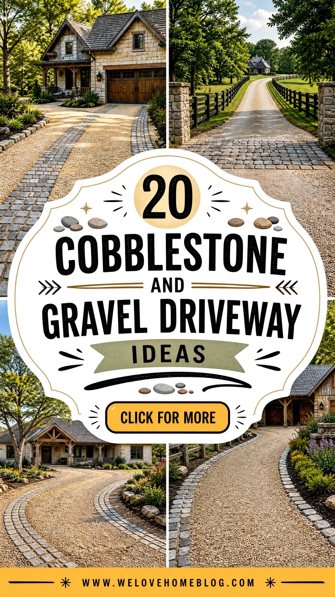 20 Cobblestone and Gravel Driveway Ideas for Rustic Homes - 20 Cobblestone and Gravel Driveway Ideas for Rustic Homes