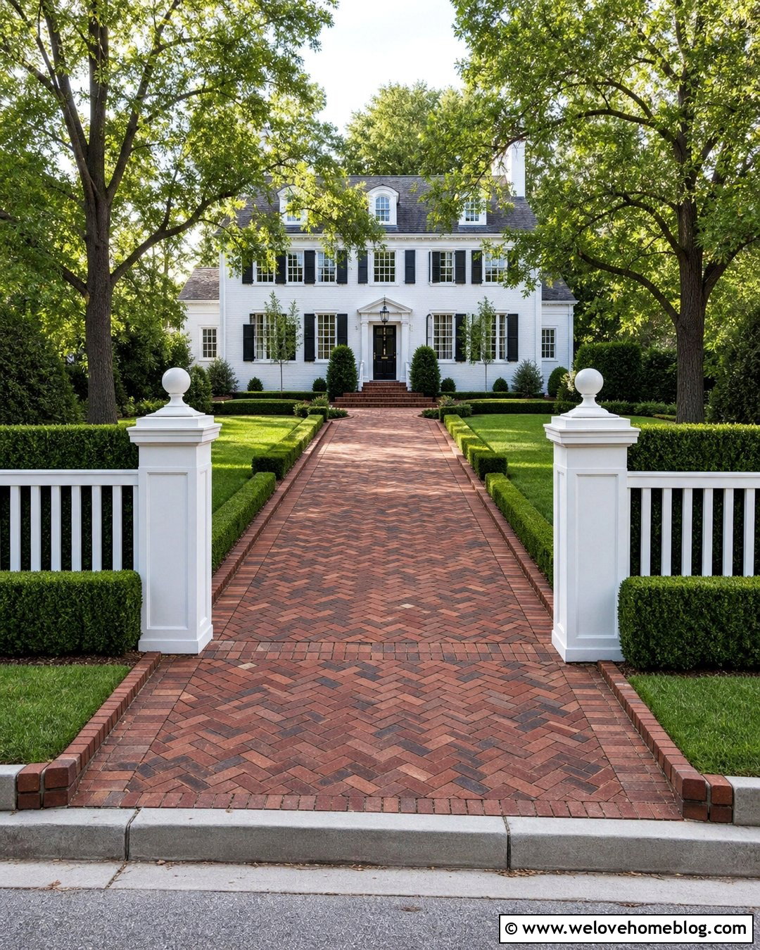 Colonial Brick Driveway - 25 Driveway Paving Design Ideas