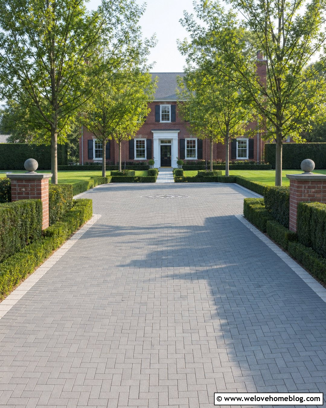 Colonial Cobblestone Driveway - 35 Stone Driveway Ideas