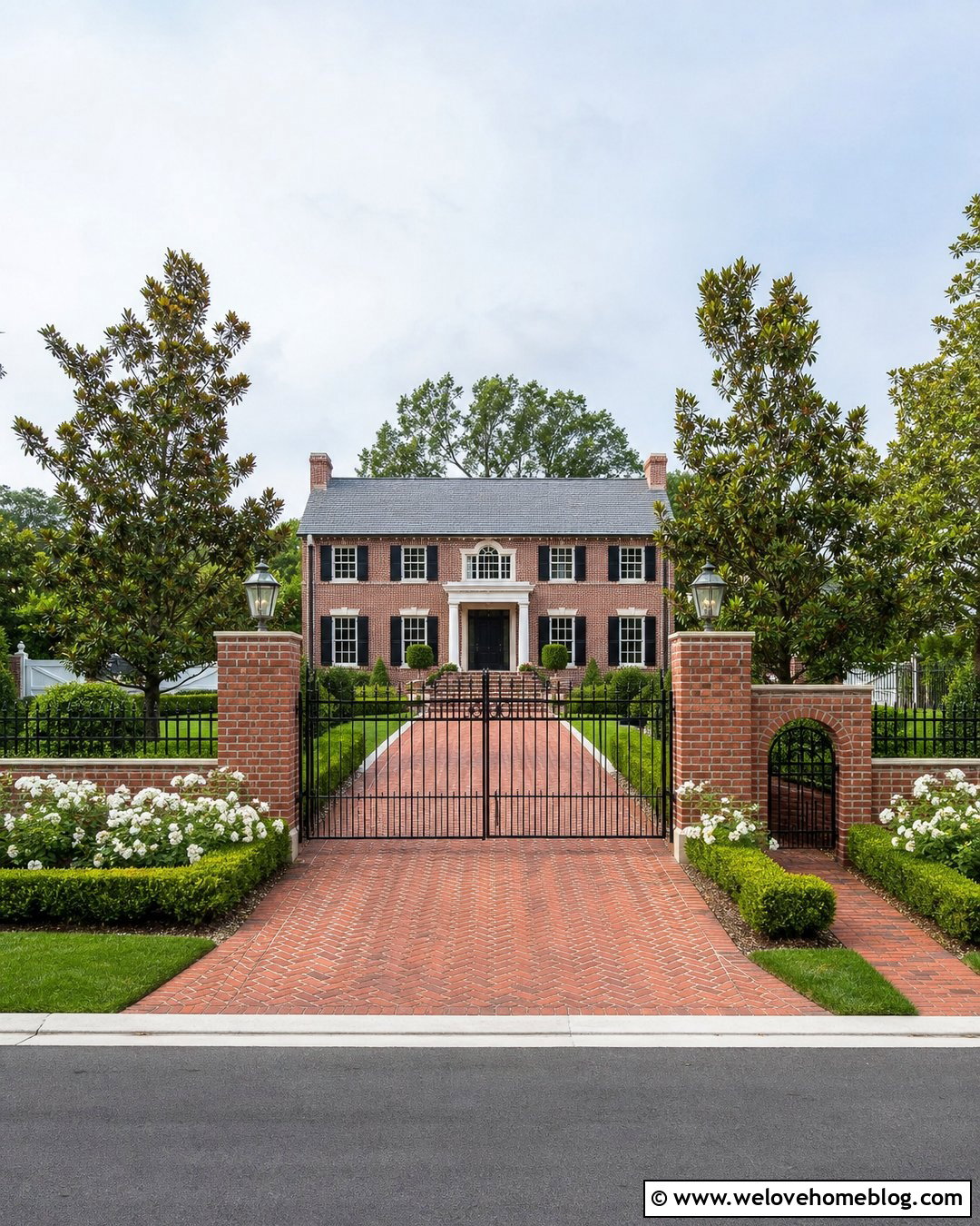 Colonial Driveway Gate With Brick Entrance - 35 Driveway Entry Gates and Entrance Ideas