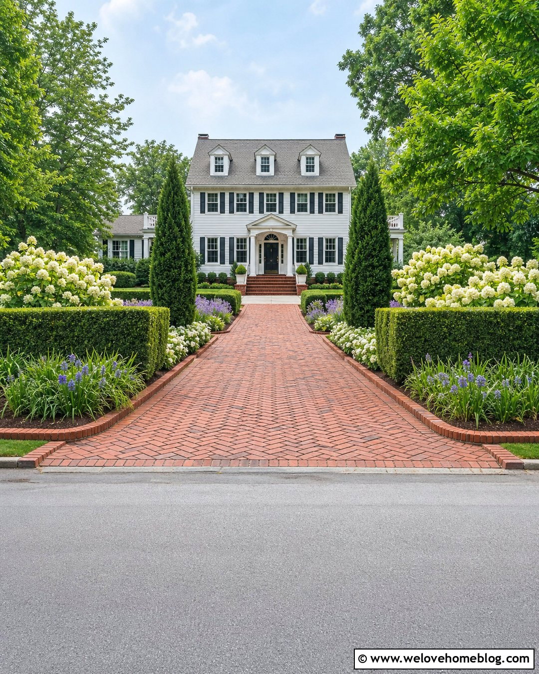 Colonial Driveway Planting - 35 Driveway Planting Ideas
