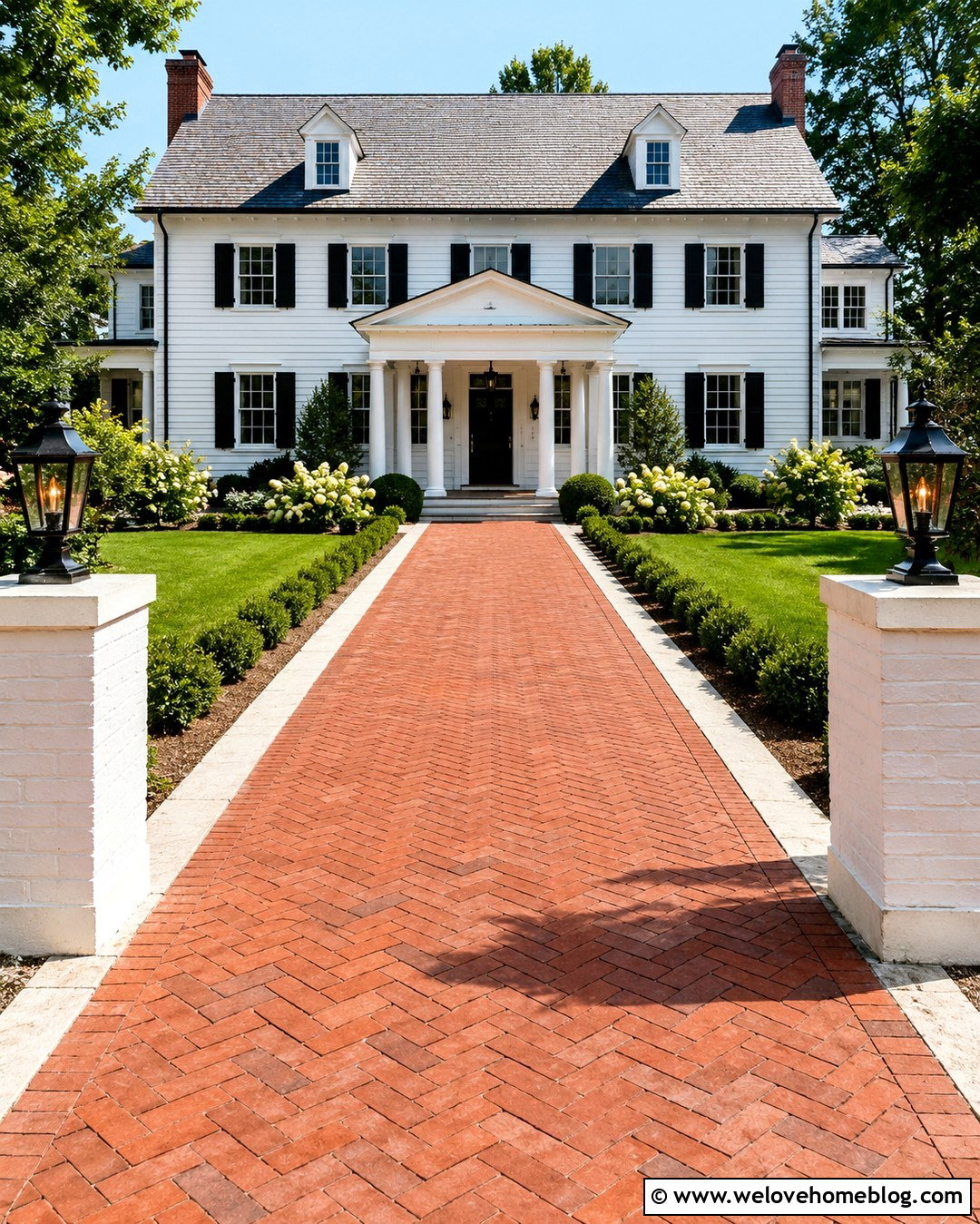 Colonial Gable Portico Driveway Entrance - 20 Portico Driveway Entrance Ideas