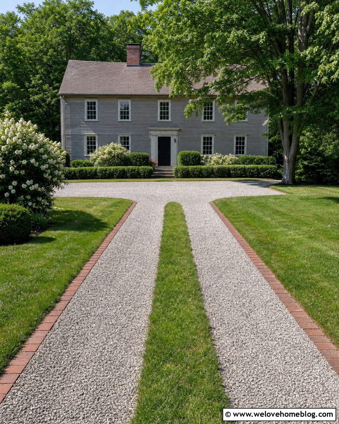 Colonial Gravel Ribbon Driveway - 20 Colonial Driveway Ideas