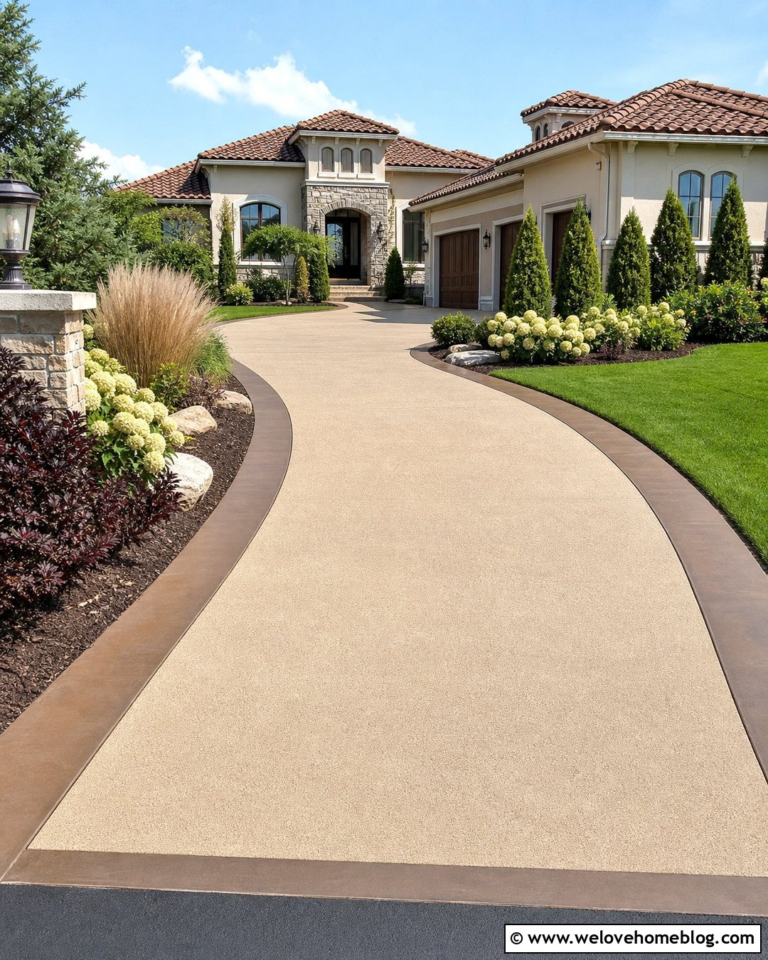 Colored Curved Concrete Driveway - 20 curved concrete driveway ideas