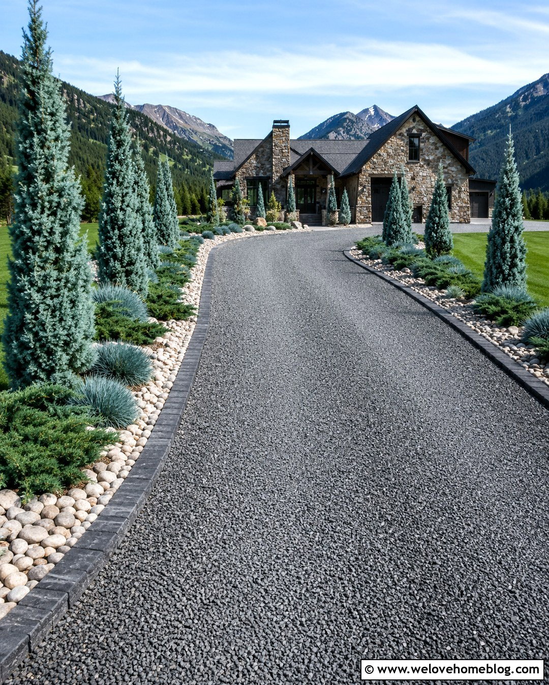 Columnar Blue Spruce Stone Driveway - 25 trees to line driveway ideas