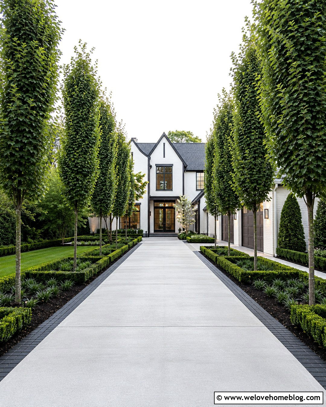 Columnar Hornbeam Concrete Driveway - 25 trees to line driveway ideas