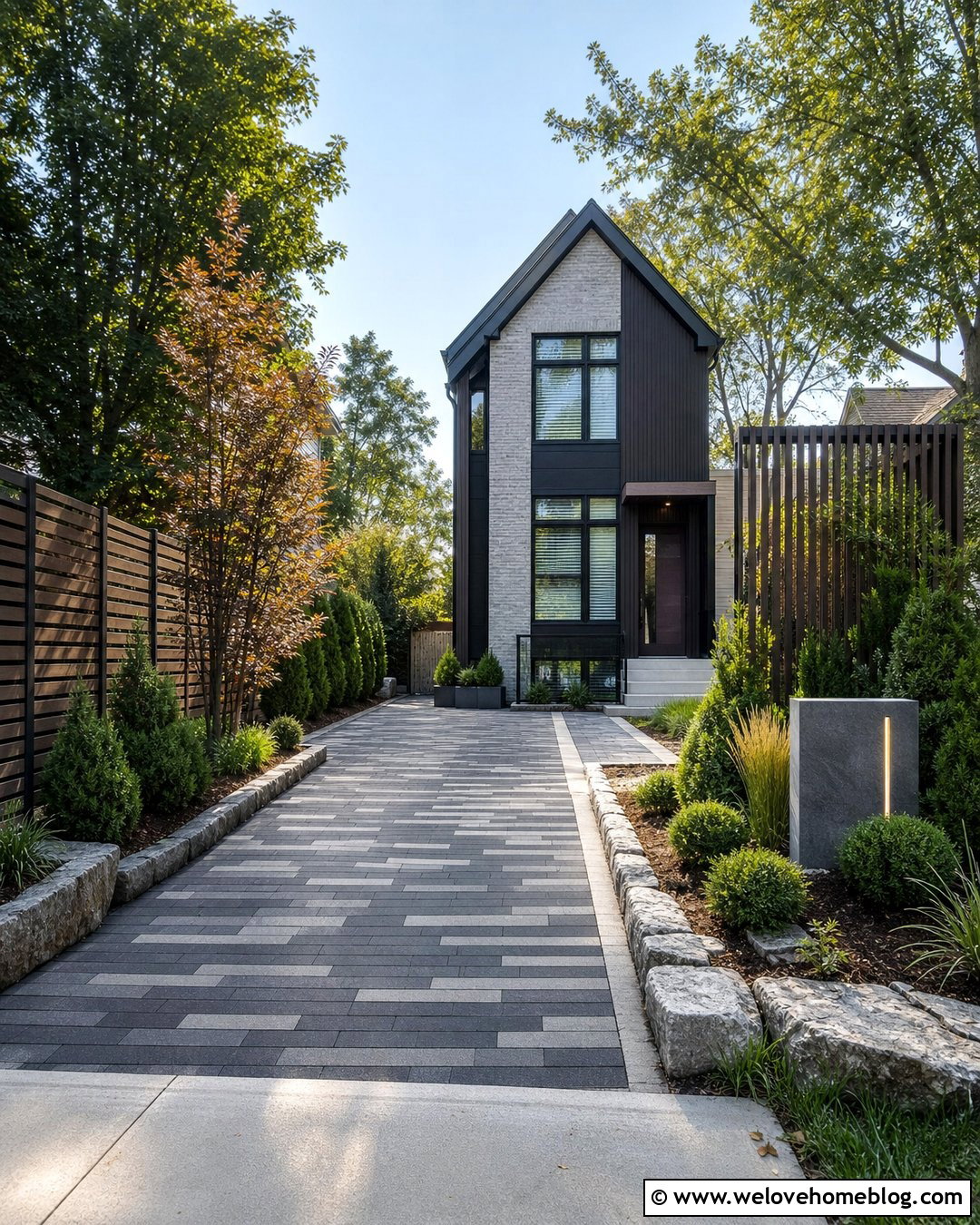 Compact Driveway With Layered Luxury Landscaping - 25 Luxury Driveway Landscaping Ideas