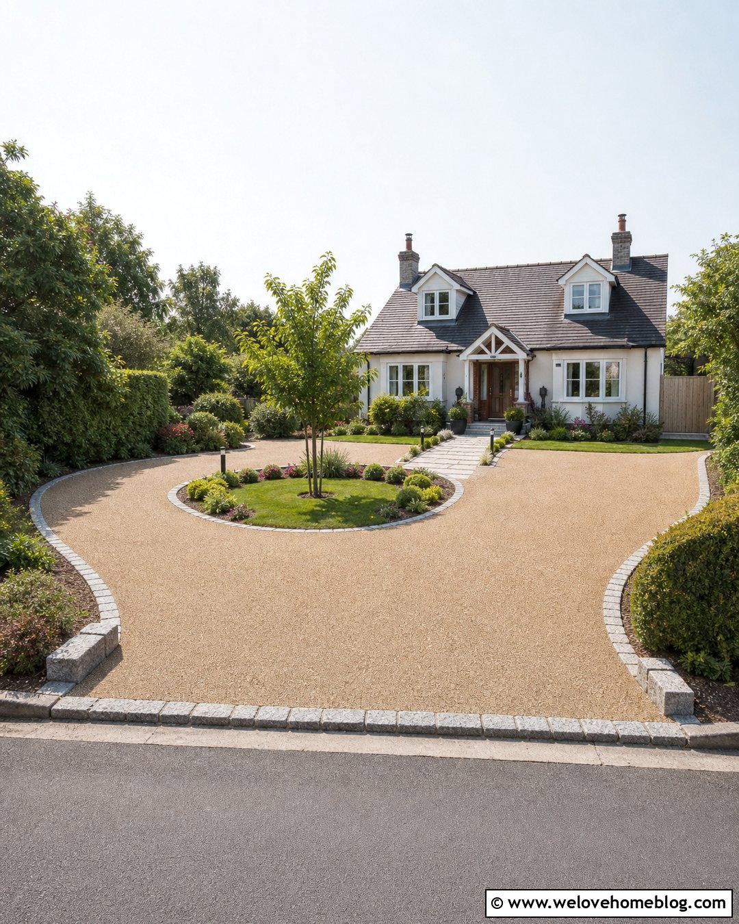 Compact Horseshoe Driveway With One Parking Bay - 30 Small Driveway Parking Ideas