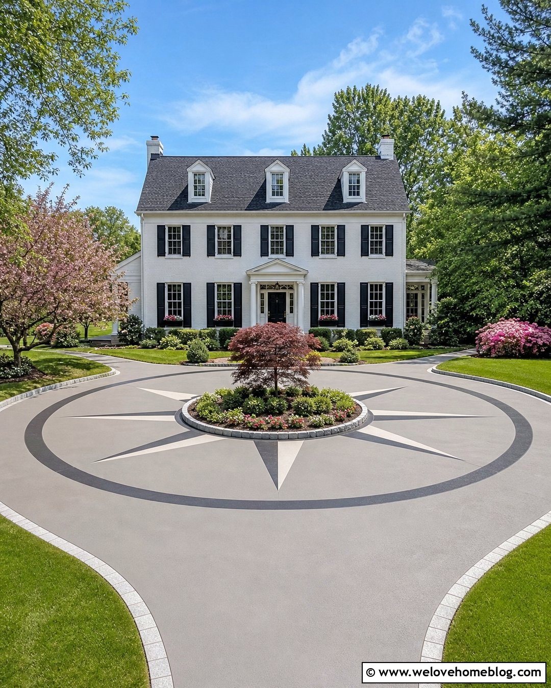 Compass Driveway Paint With Circular Layout - 30 driveway paint ideas