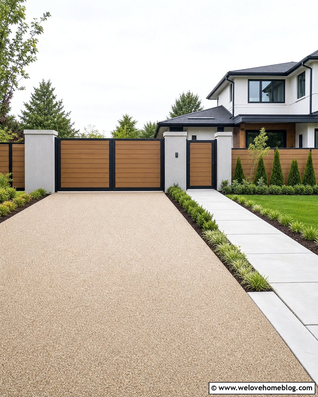Composite Driveway Gate With Pedestrian Door - 20 Composite Driveway Gates Ideas