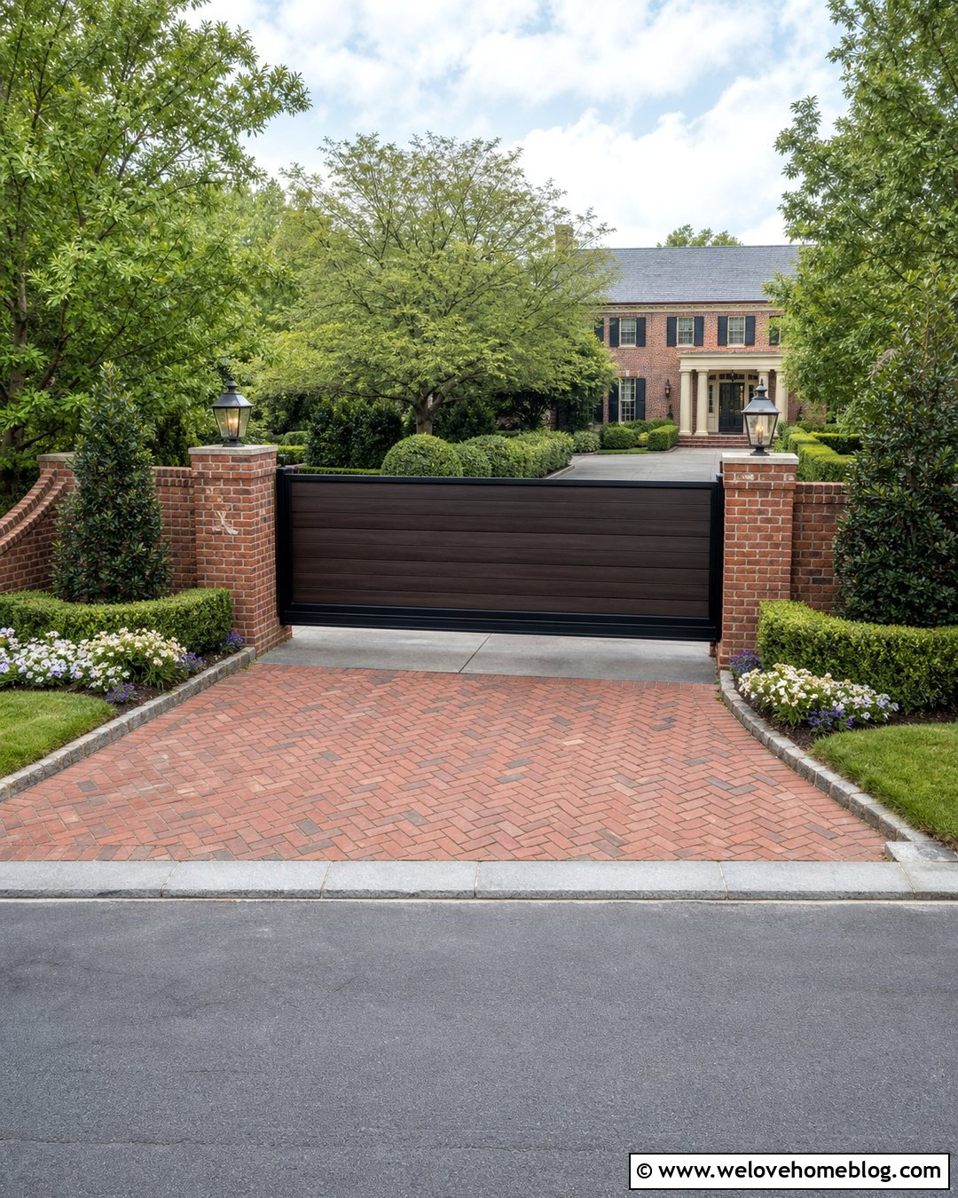 Composite Privacy Gate With Brick Columns - 30 privacy gates driveway entrance ideas