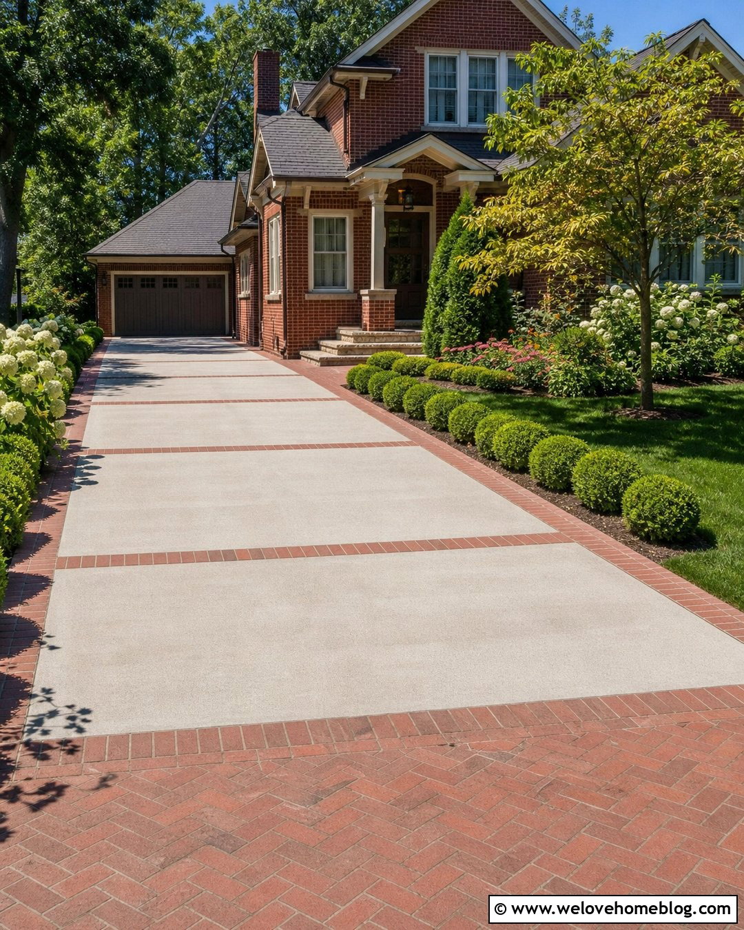 Concrete And Brick Driveway - 20 Driveway Surfaces Ideas