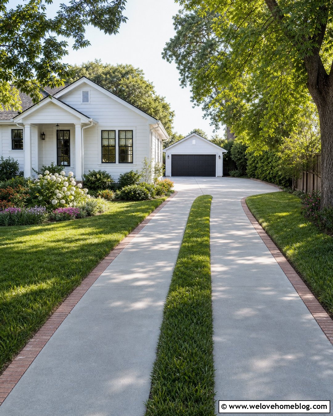 Concrete Backyard Driveway With Grass Strips - 20 Driveway Backyard Ideas