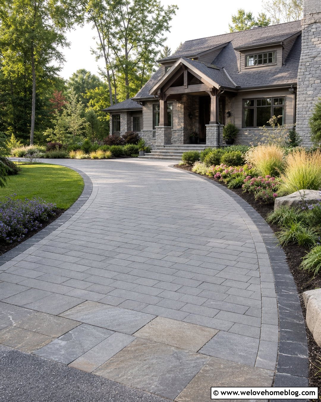 Concrete Block Driveway With Stone Edging - 20 Concrete Block Driveway Ideas