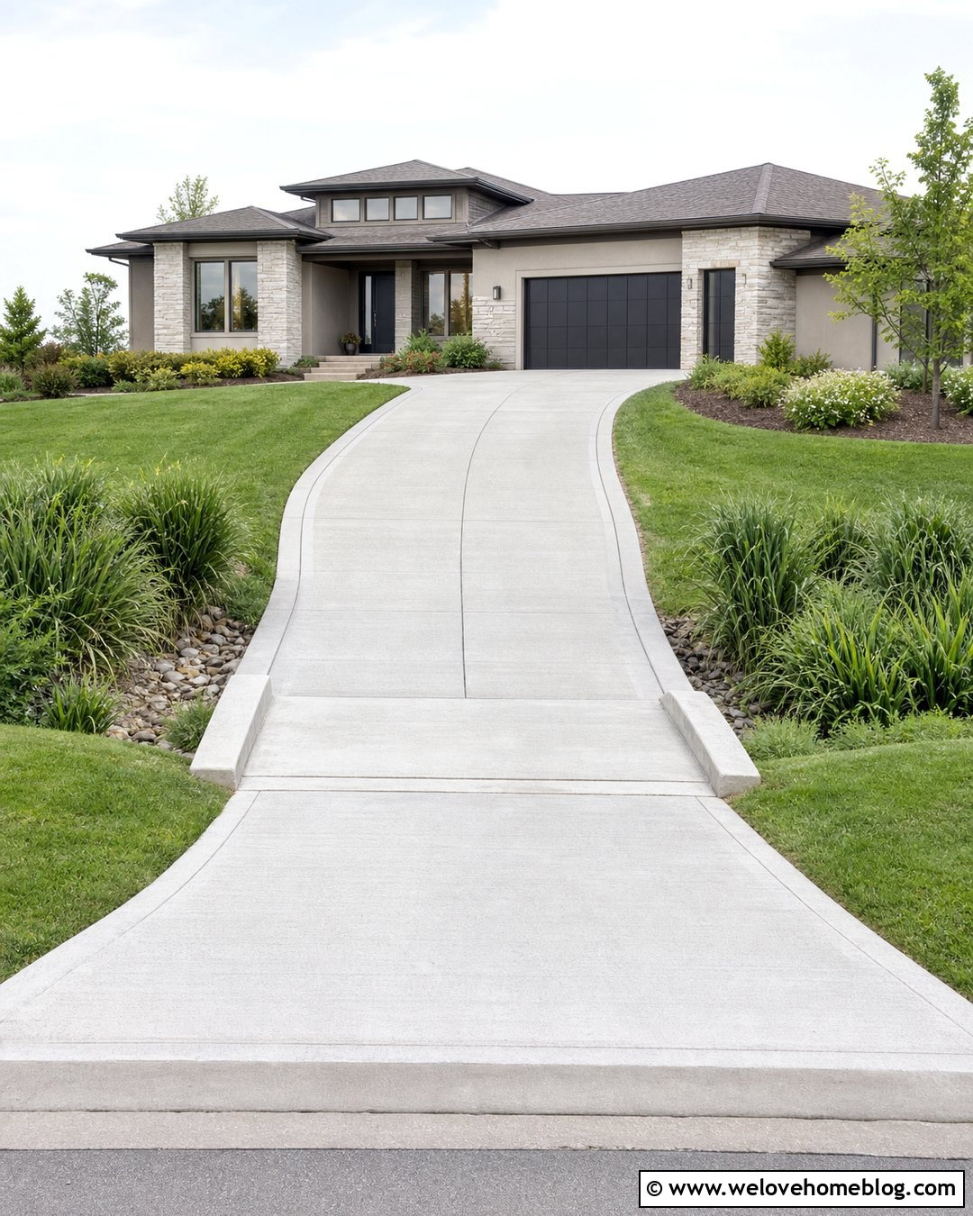 Concrete Bridge With Grass Lined Drainage Swale - 20 Driveway Bridge Over Ditch Ideas