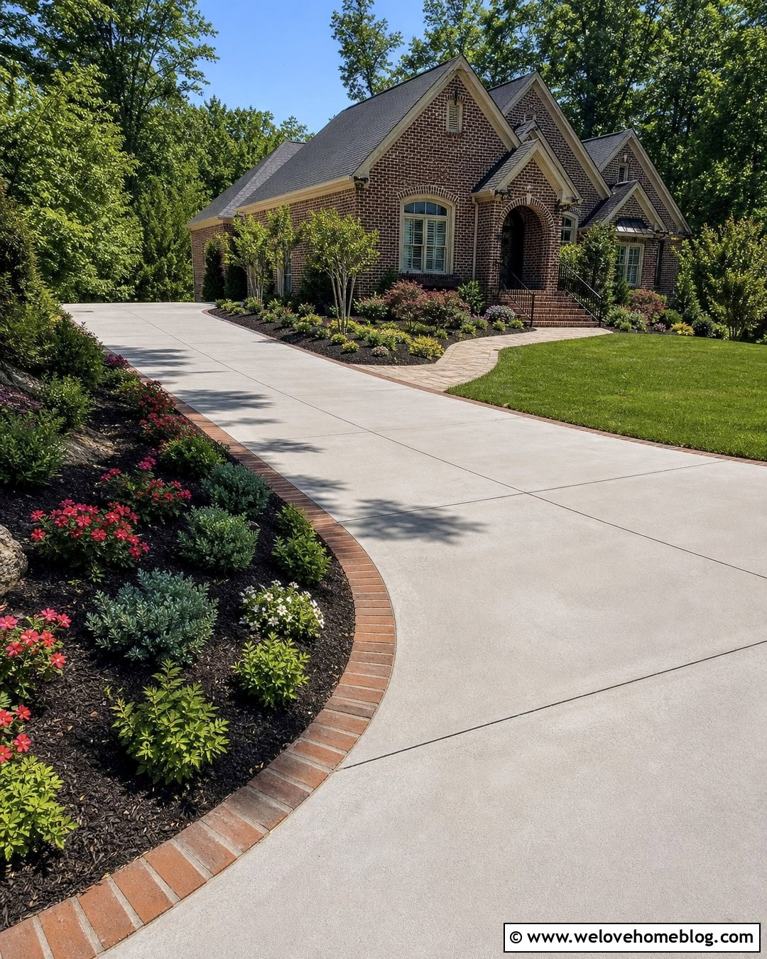 Concrete Driveway Berm With Flowering Shrubs - 20 driveway berm landscaping ideas