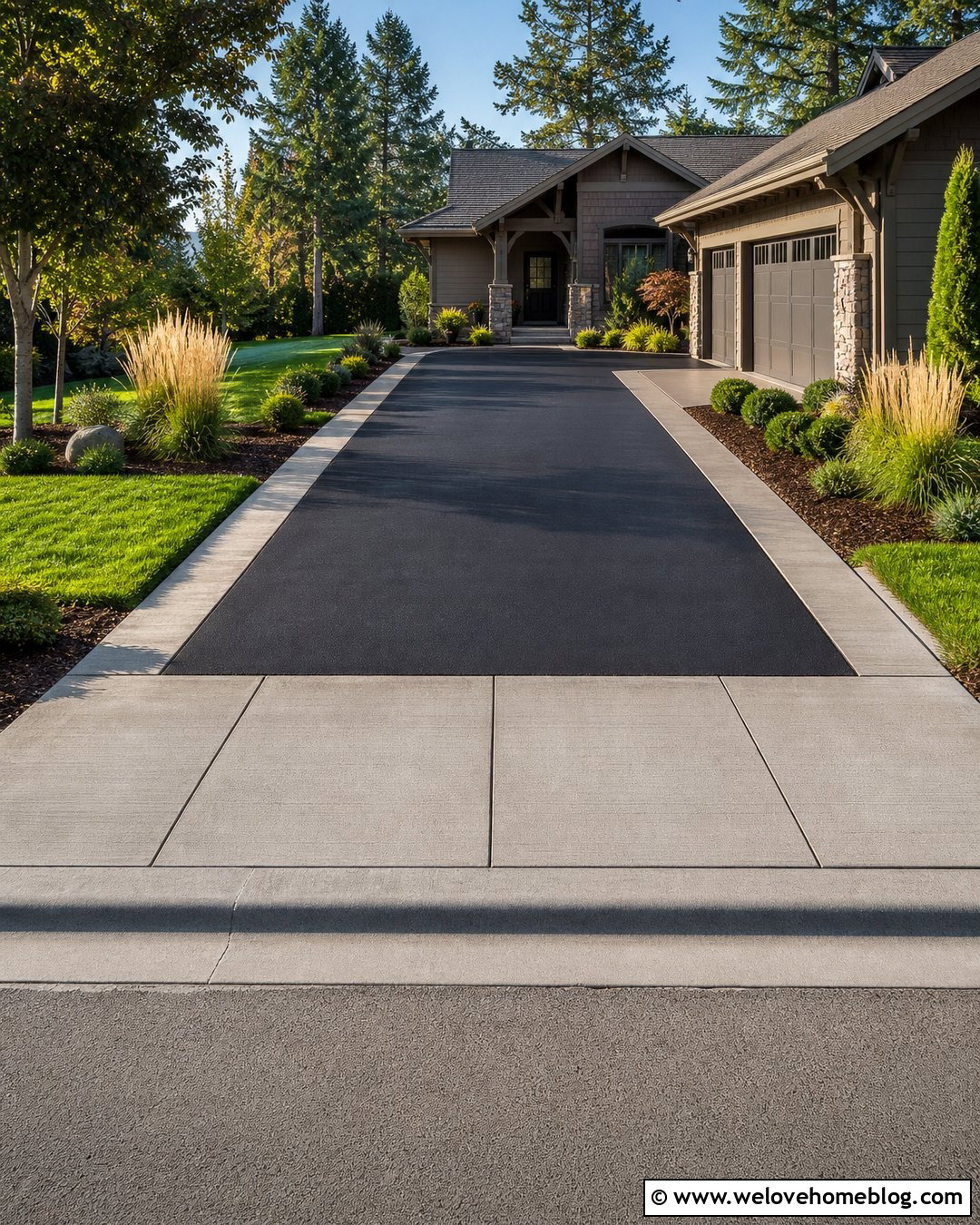 Concrete Driveway Border With Asphalt Center - 20 Half Concrete Half Asphalt Driveway Ideas