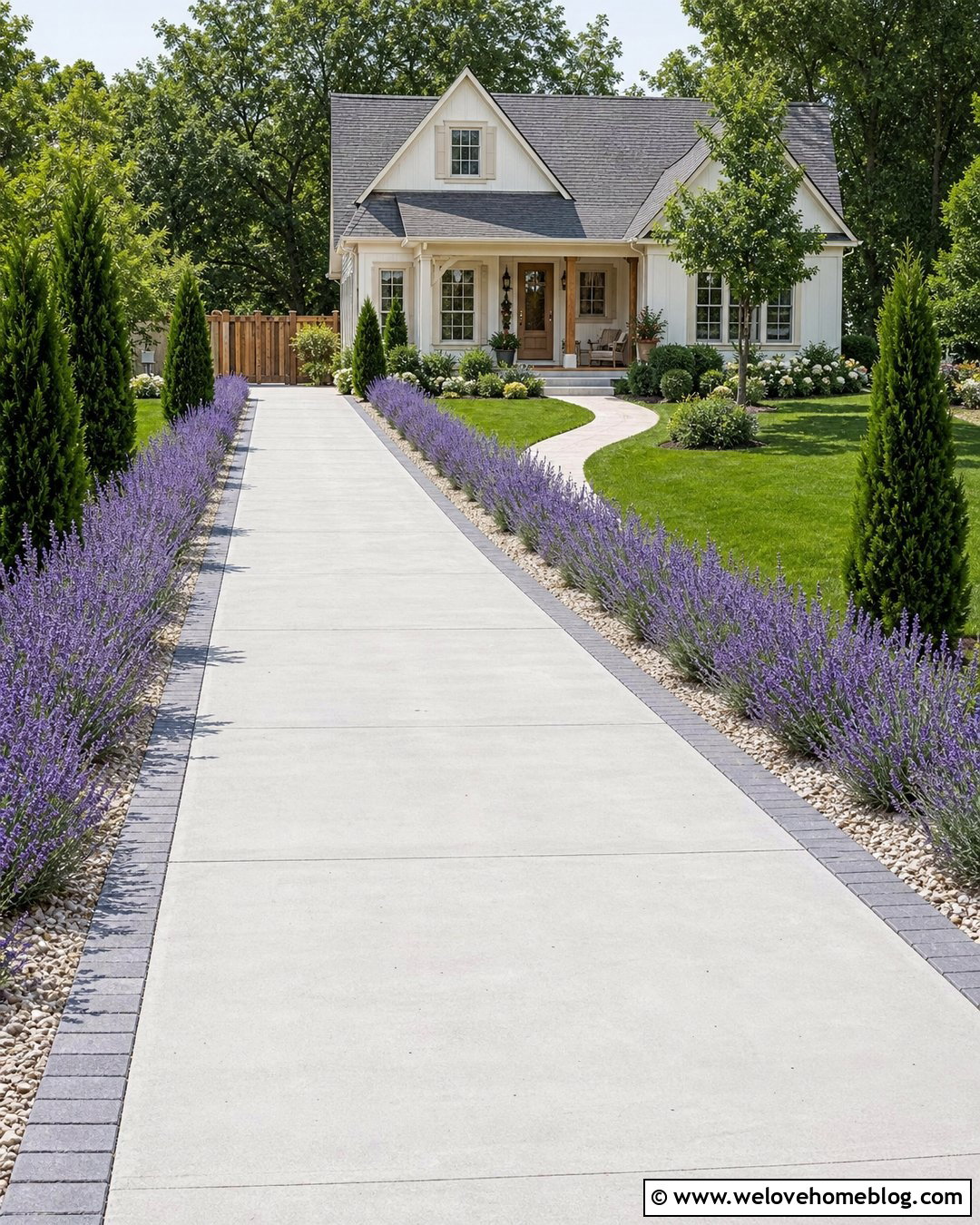 Concrete Driveway Edging With Lavender - 30 driveway landscaping edging ideas