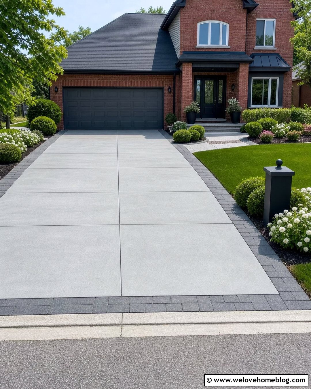 Concrete Driveway Entrance With Paver Border - 40 driveway entrance ideas