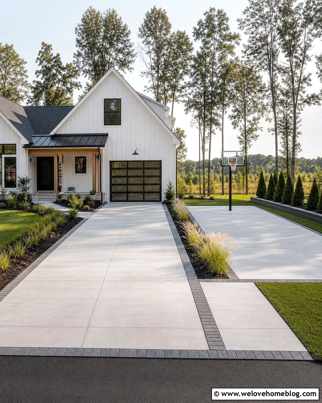 Concrete Driveway Extension With Basketball Area - 25 Concrete Driveway Extension Ideas
