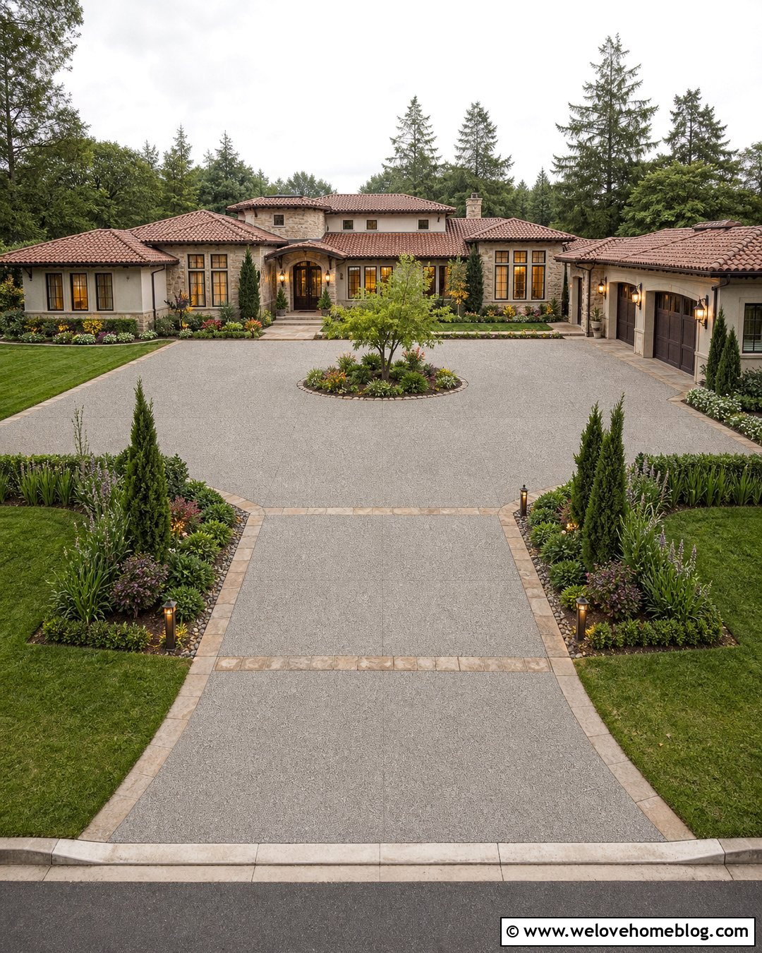 Concrete Driveway Extension With Parking Courtyard - 25 Concrete Driveway Extension Ideas