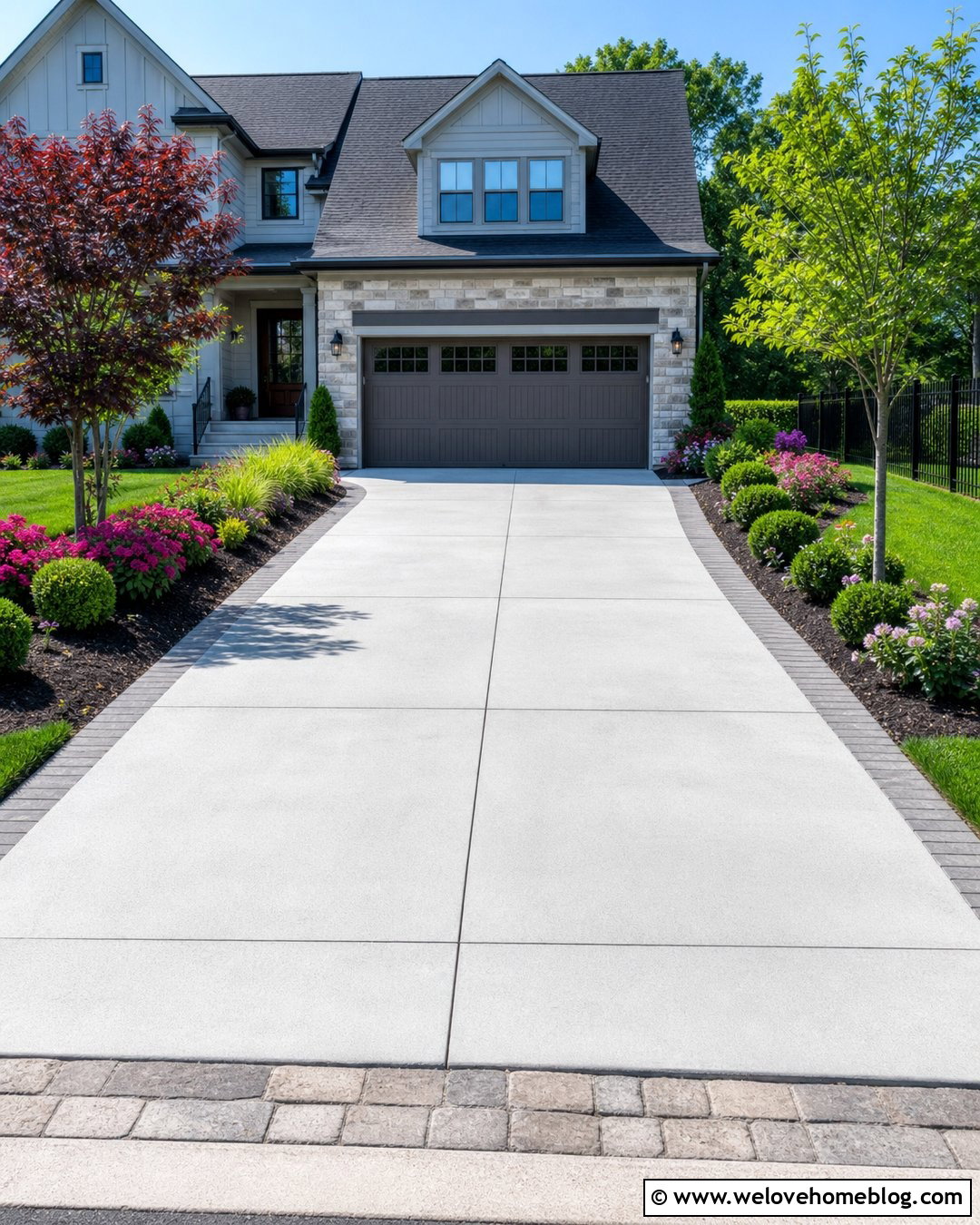 Concrete Driveway Landscaping With Layered Beds - 30 driveway landscape ideas