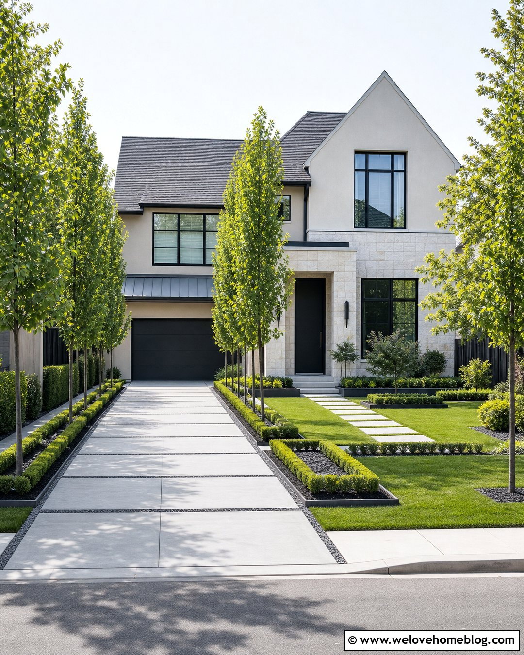 Concrete Driveway Lined With Columnar Hornbeam Trees - 25 driveway lined with trees ideas