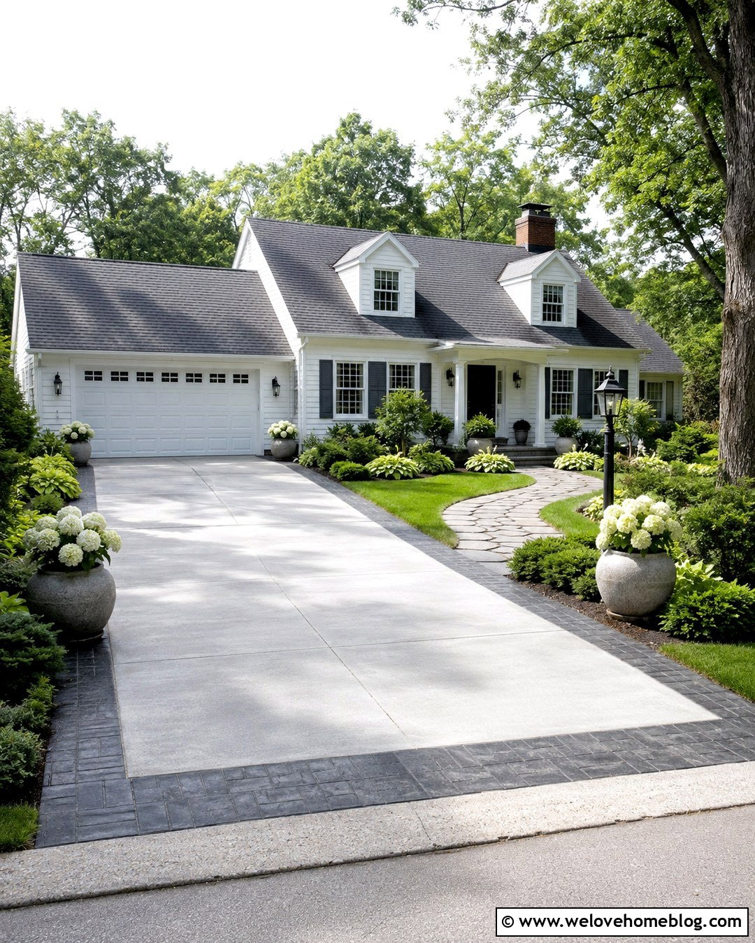 Concrete Driveway Pots With Hydrangeas - 20 Driveway Pots Ideas